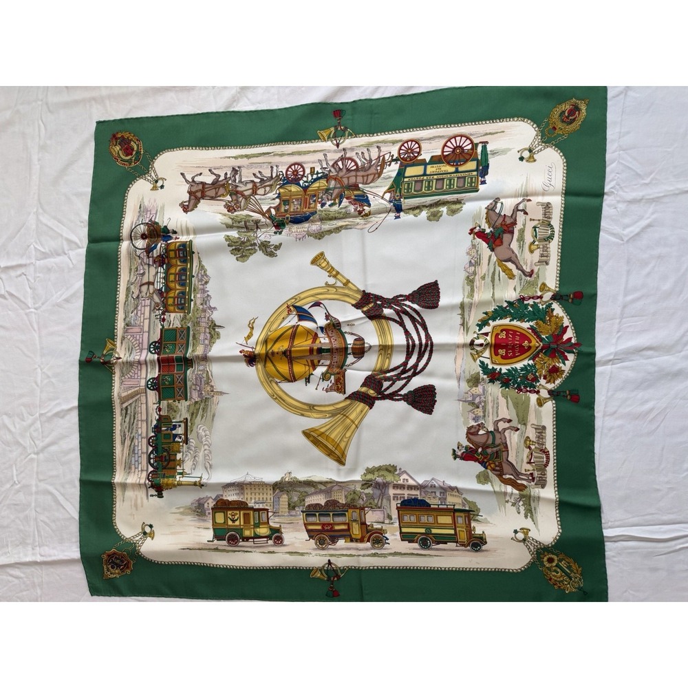 Vintage Gucci Silk Scarf Green
